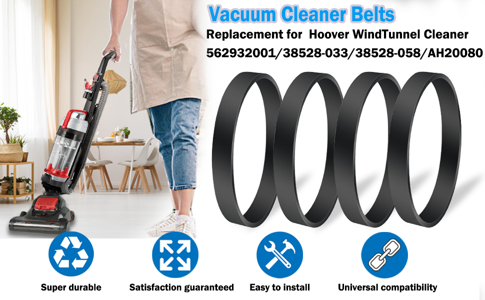4 Pack Vacuum Belts Replacement for Hoover 562932001 Vacuum