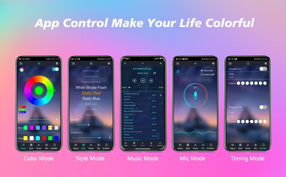 Winzwon Car LED Interior Lights, 4 Pcs Car LED Strip Light Car