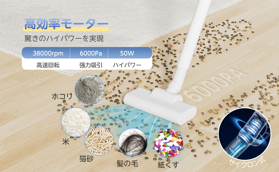 掃除機 コードレス サイクロン 超軽量500g  17,600Pa  使用簡単 本日限定価格 掃除機 サイクロン コードレス ハンディー