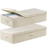 Large Underbed Storage Bags Organizer Container With Lids, Set of 2 Under Bed Storage Organizer B...