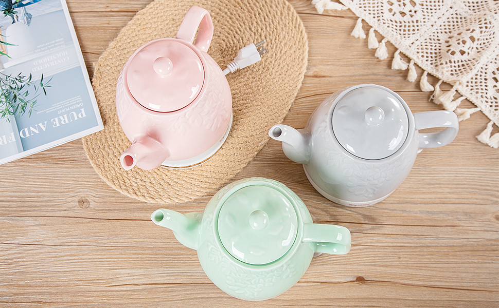 Toptier Electric Ceramic Tea Kettle, Boil Water Quickly and
