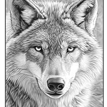 Grayscale Wolf Coloring Page