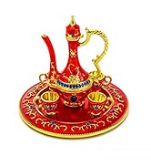 YU FENG Moroccan Teapot Set Jewelry Trinket Box Hinged Hand Painted Enamel Treasured Trinkets Col...