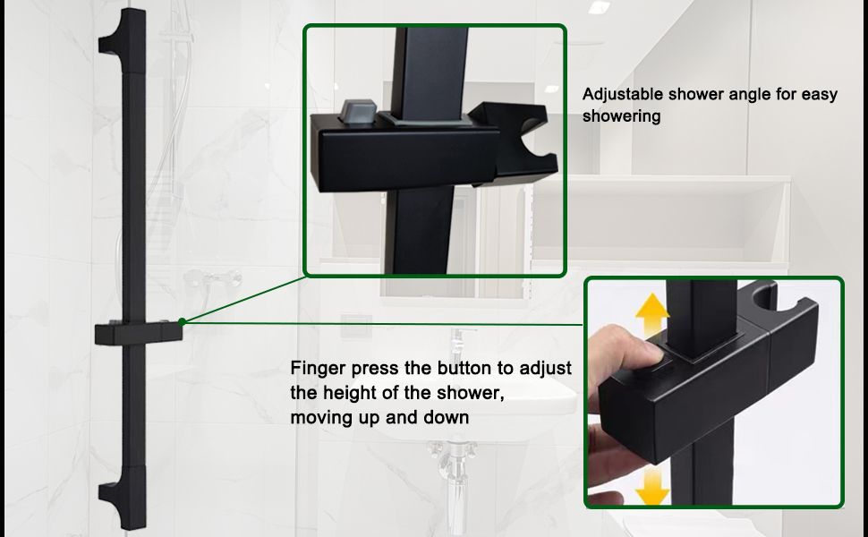 BEIYI Matte Black Handheld Shower with Slide Bar, Handheld Shower Head