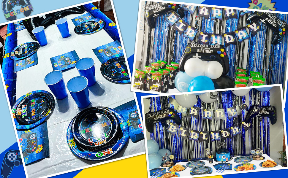 Video Game Party Supplies Gamer Birthday Decoration Kit for Boys