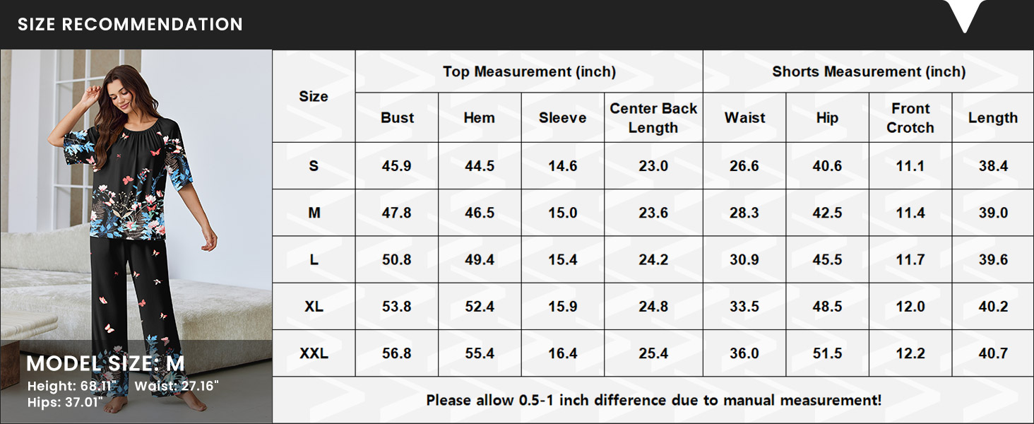 Women's Pajama Set 2 Piece Lounge Outfits Sleepwear SHORT Sleeve Long Pant With Pockets Ladies Pjs