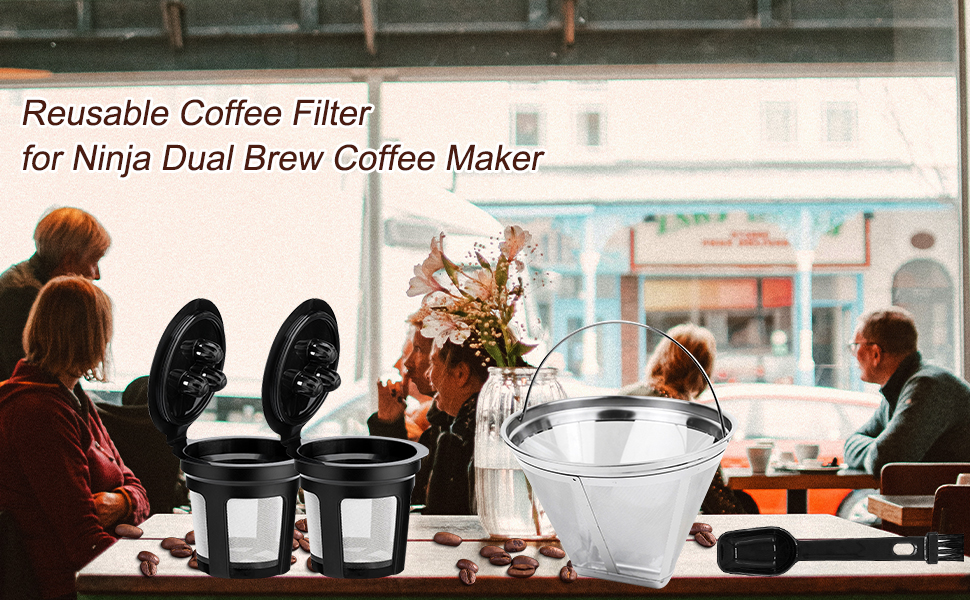 Reusable Coffee Filter for Ninja Dual Brew Coffee Maker 2 Pack K Cup Reusable