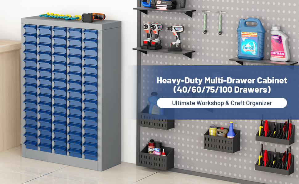 Parts Storage Cabinet – Multi-Purpose Organizer for Screws, Bolts, Nails, Craft Supplies, Legos