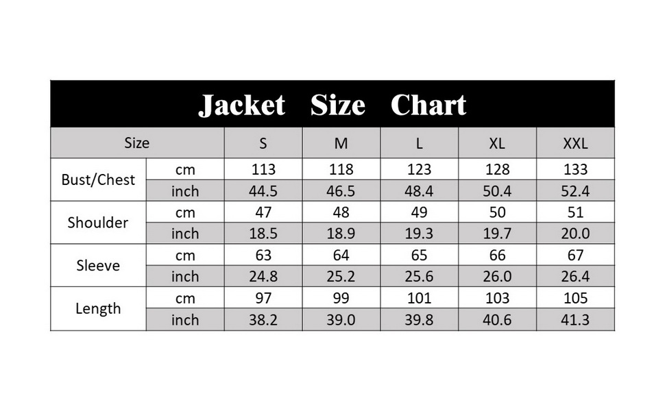 jacket chart