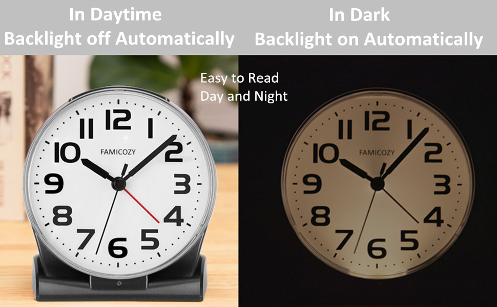 black alarm clock with automatical backlight 