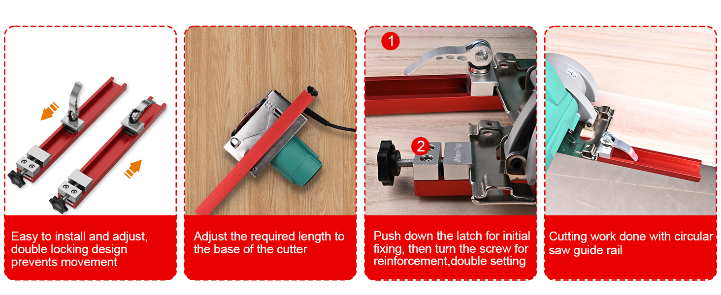 Circular Saw Guide Rail Fits 12" Saw Base, Aluminum Adjustable Cutting Machine Base Guide for Woodworking, Electric Circular Guide Specially Designed for Precision Cutting and Milling Tasks 17 circular saw guide how to step