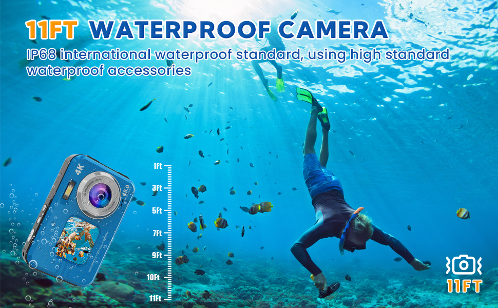 Underwater Camera, 4K 48MP Autofocus Waterproof Digital