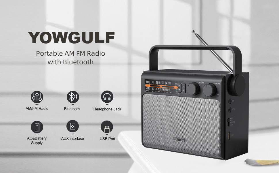 YOWGULF Portable AM FM Radio, Bluetooth Radio with Best