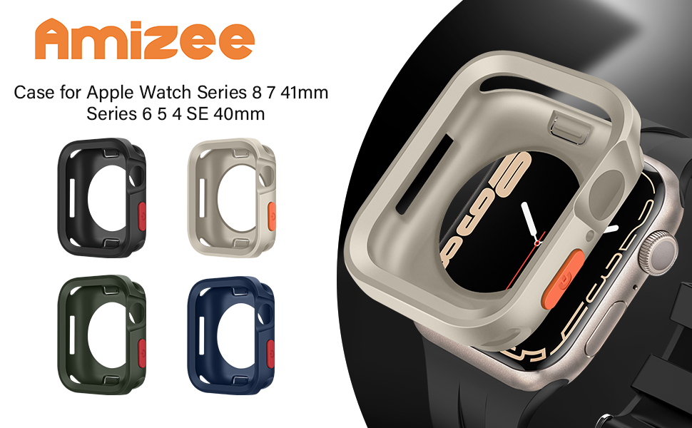 Amizee 2 Pack Rugged Case Compatible with Apple Watch Case Series 8/7 41mm Series 6