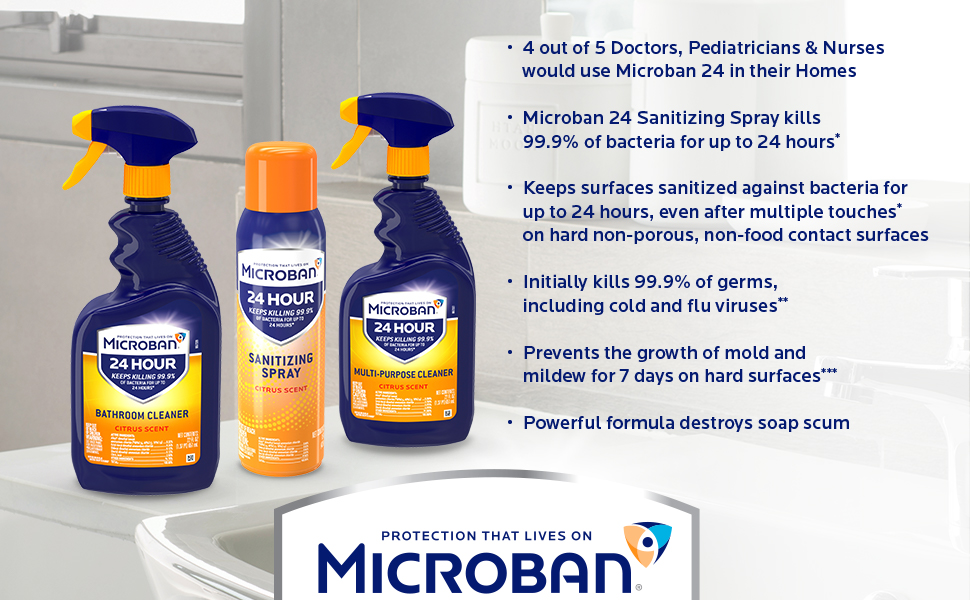 Microban Bathroom Cleaner, 24 Hour Sanitizing and