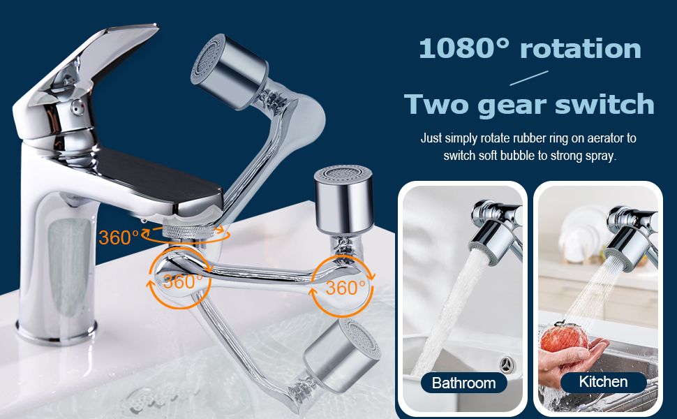 CYMR Faucet Extender,Universal 1080 Swivel Robotic Arm Swivel Extension