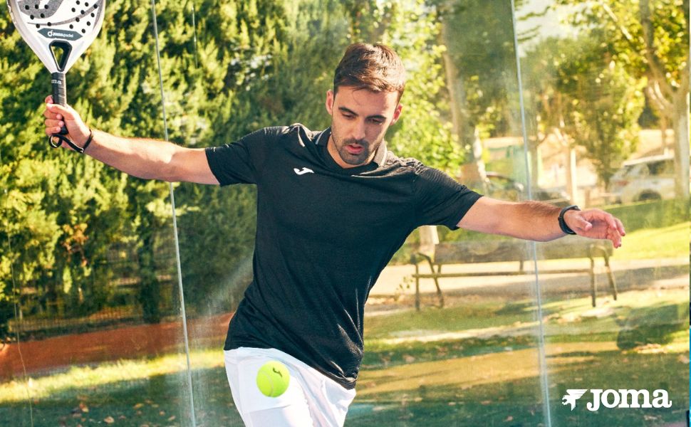 Series of outdoor action shots showing person in black t-shirt exercising in a park setting with natural sunlight filtering through trees.