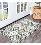 KILOCOCO Moroccan Small Area Rug 2x3, Entryway Rugs Indoor Vintage Floral Rug Washable Rug Non-Sl...