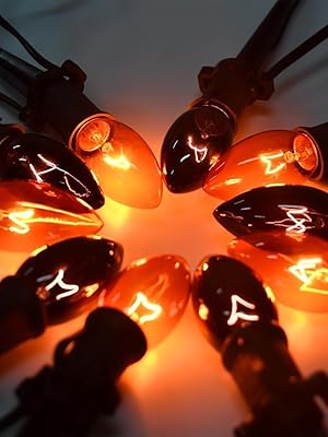 SUNSGNE C9 Orange and Black Halloween Pathway Lights Outdoor