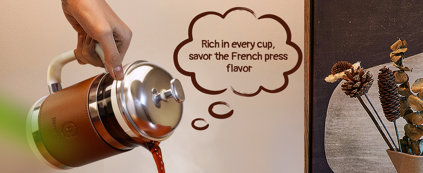 Hazel Quinn French Press Coffee Maker, 450ml/15oz, Heat