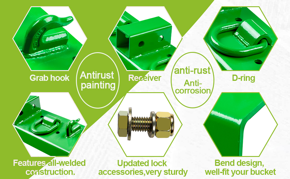 Tractor Bucket Hooks Bolt On Tractor Grab Hook 2" Receiver