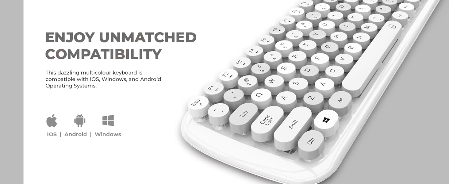 iGear KeyBee Retro Typewriter Inspired 2.4GHz Wireless Keyboard with Mouse Combo for Desktop/Laptop and Devices with USB Support, Single Nano Receiver, Round Keycaps, Cleaning Brush (White) (White) 31 iGear KeyBee Retro Typewriter