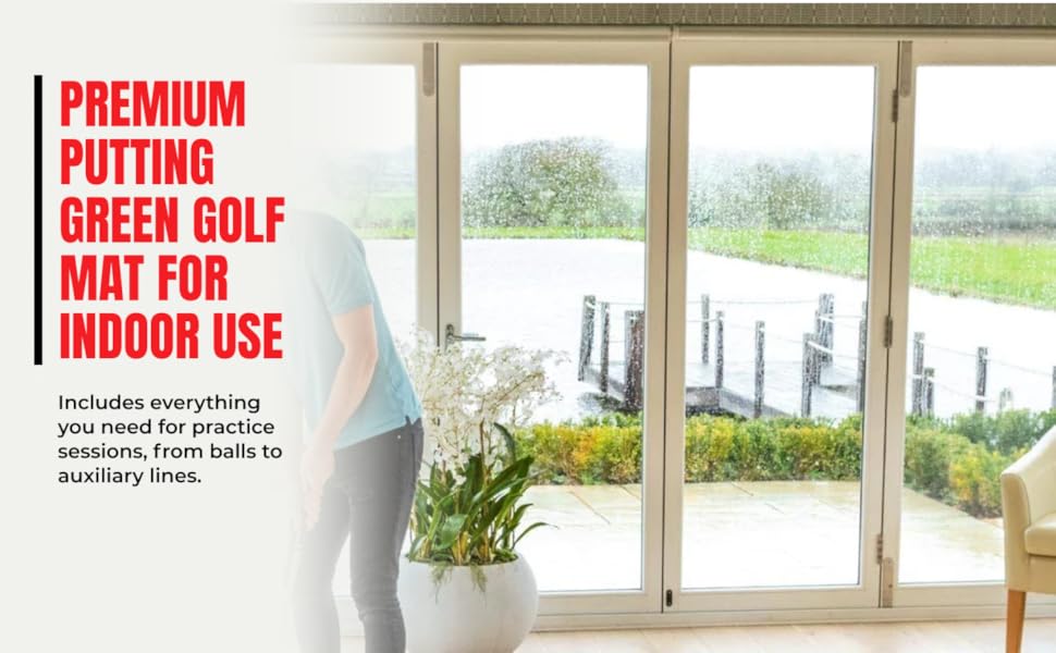 Ace Drive Foldable Golf Putting Mat with Auto Ball Return