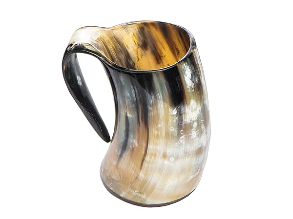 BOLD & DIVINE Viking Horn Mug - 15-20 Oz Hand Crafted Ox