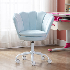 Velvet Kids Desk Chair Swivel Computer Chair For Children Girls Study Office, Height Adjustable, Blue 20 2