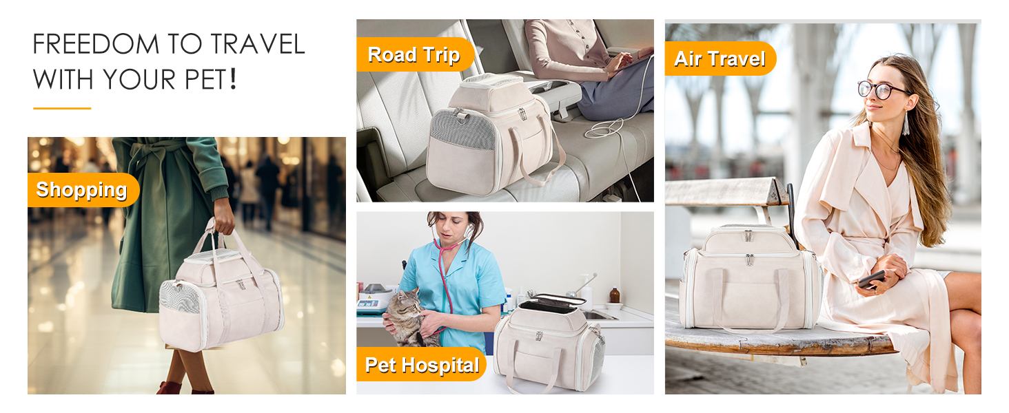 Premium Leather Top Expandable Pet Carrier