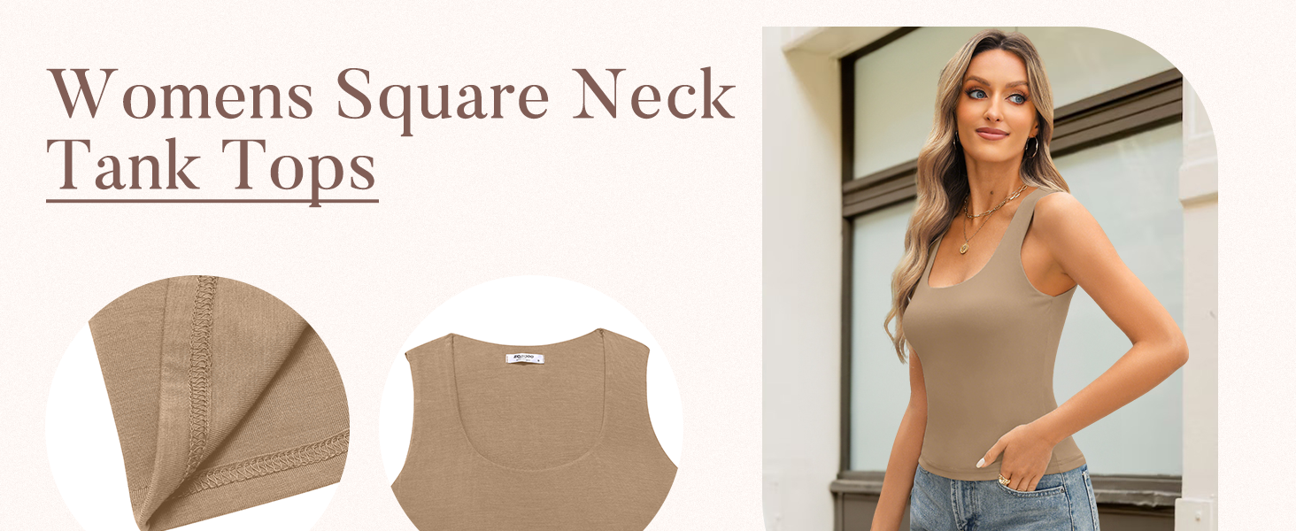 Double Lined Square Neck Tank Top