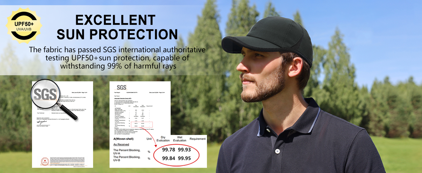 The hat uses UPF50+ sun protection tech to effectively prevent UV damage and keep skin away sunburn