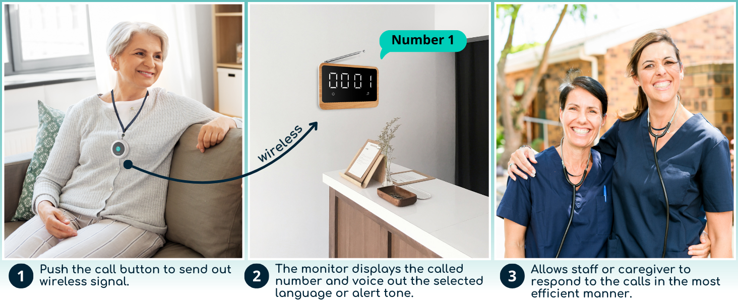 wireless nurse call button bell light elderly calling system caregiver pager patient home senior sos