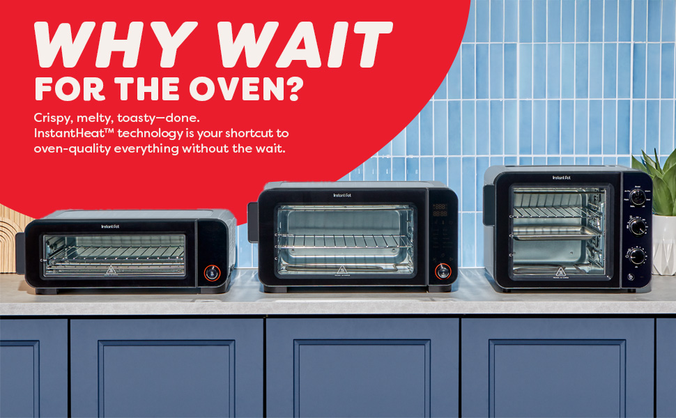 three Instant heat ovens on top of the counter