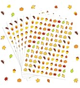 FYSUIMU 2400Pcs Fall Mini Stickers Autumn Pumpkin Maple Leaves Self-Adhesive Stickers Thanksgivin...