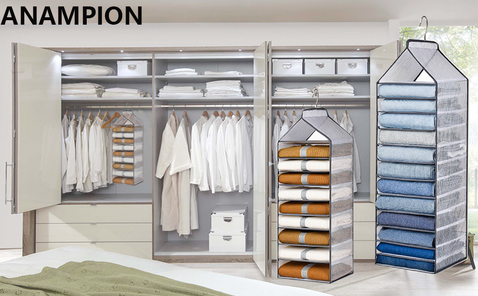 ANAMPION 9Shelf Hanging Closet Organizer and Storage PVC Hanging Shelves for Closet