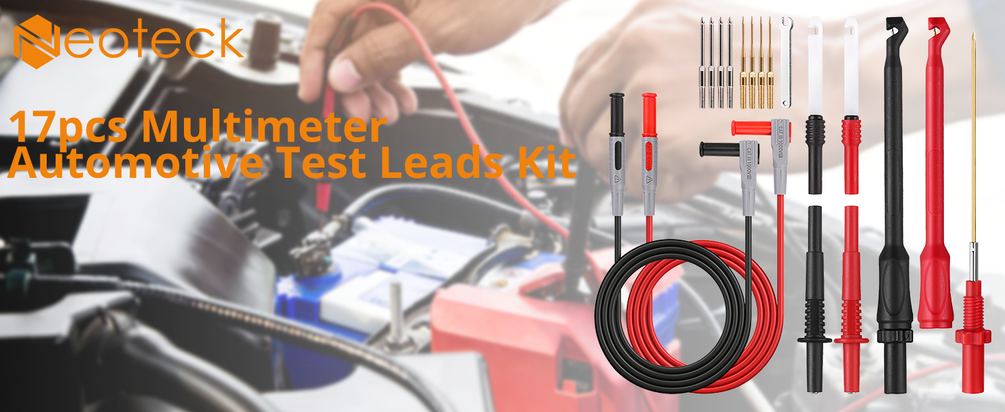 Neoteck Multimeter Test Leads with Wire Piercing Clip Puncture Probes