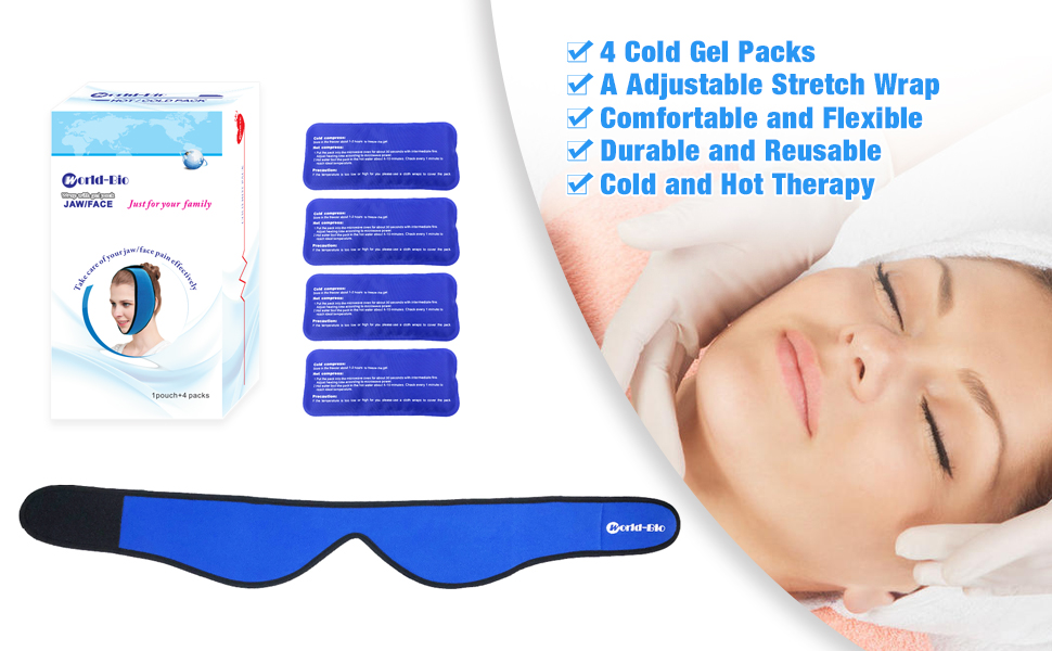 Face Ice Pack Wrap Jaw Pain Relief Wrap for TMJ, Wisdom
