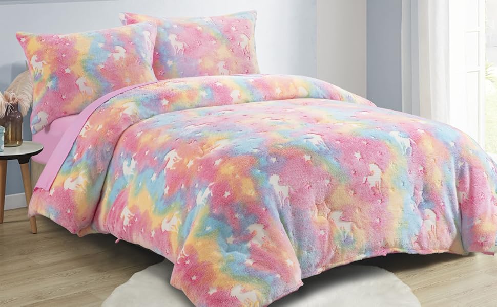 HOMBYS Glow in The Dark Comforter Set 7 Piece Full/Queen