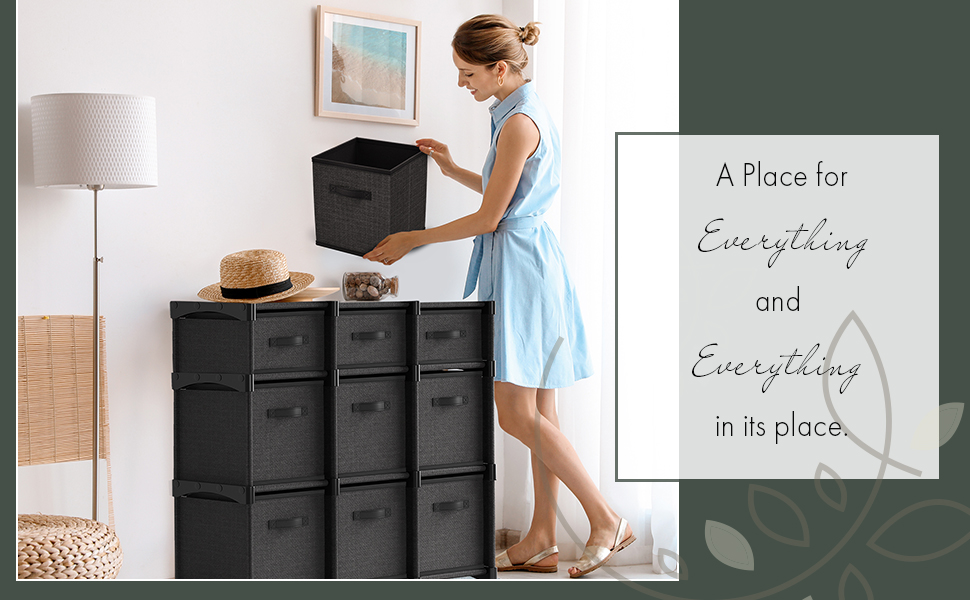 9 Cube Storage Organizer, Gray Storage Cubes Organizer