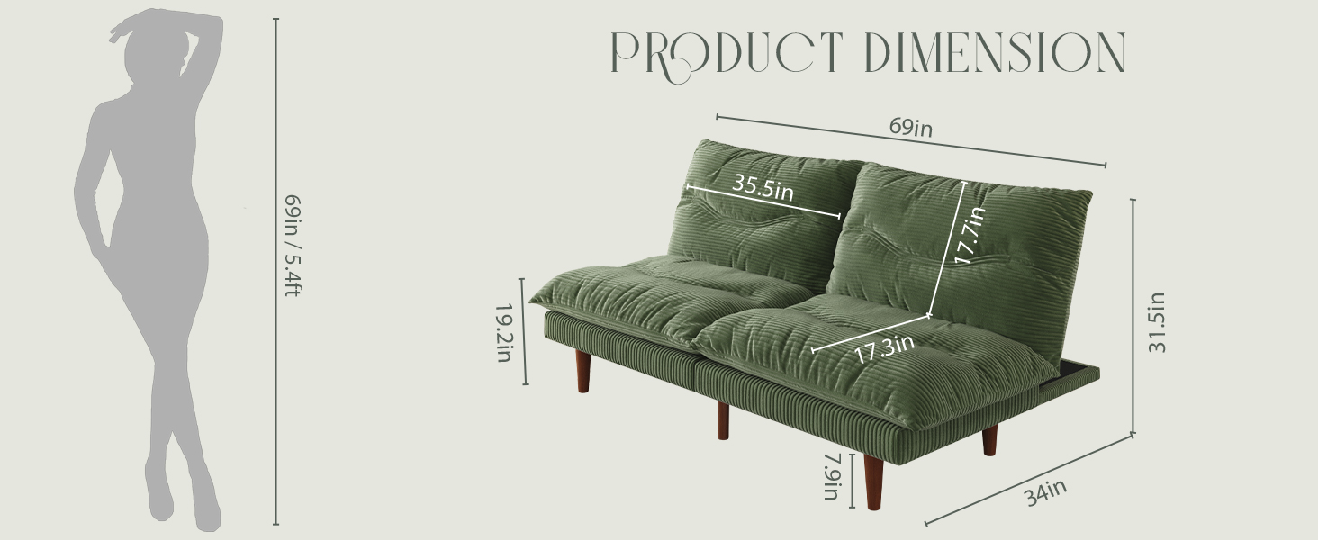 69'' Futon Sofa Bed