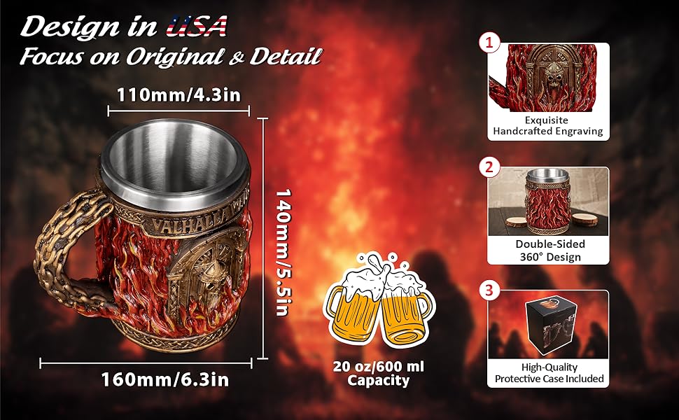 20oz Valhalla Gate Beer Stein