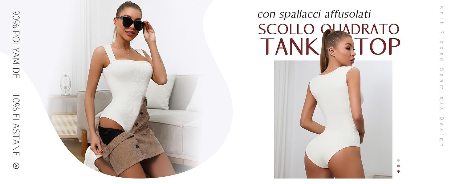STARBILD Body Damen Shapewear Bauchweg Sommer Quadratischer Ausschnitt Ausgehen-Tank tops