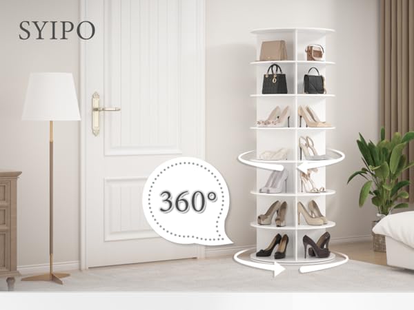 syou420✨ Amazon.com: SYIPO 7 Tier Rotating Shoe Rack Tower - White, 3