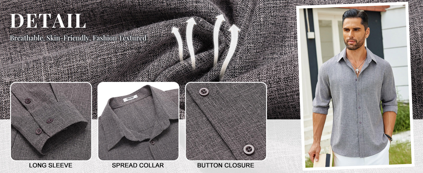 COOFANDY men long sleeve shirt
