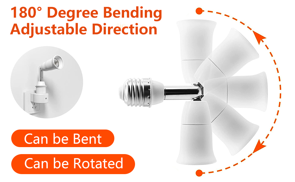 E26/E27 Light Socket Extender, 4.5 Inch Light Socket Extension,360