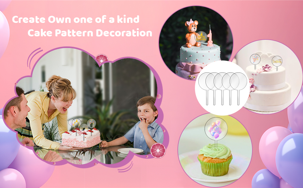 24 Pcs 2 Inch Clear Blank Acrylic Cupcake Toppers Round DIY