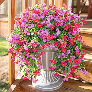 Artificial Faux Hanging Flowers Plants for Spring Outdoor Outside Decoration