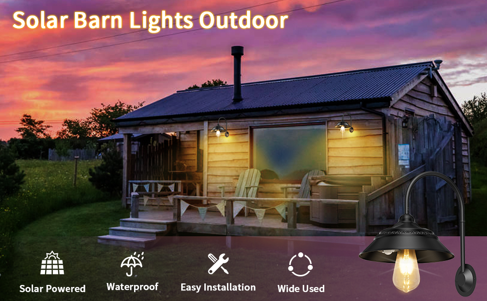 Yomisga Solar Barn Lights Outdoor Solar Wall Sconces Rustic Vintage