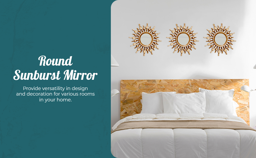 Modern Set of 3 Round Sunburst Mirrors